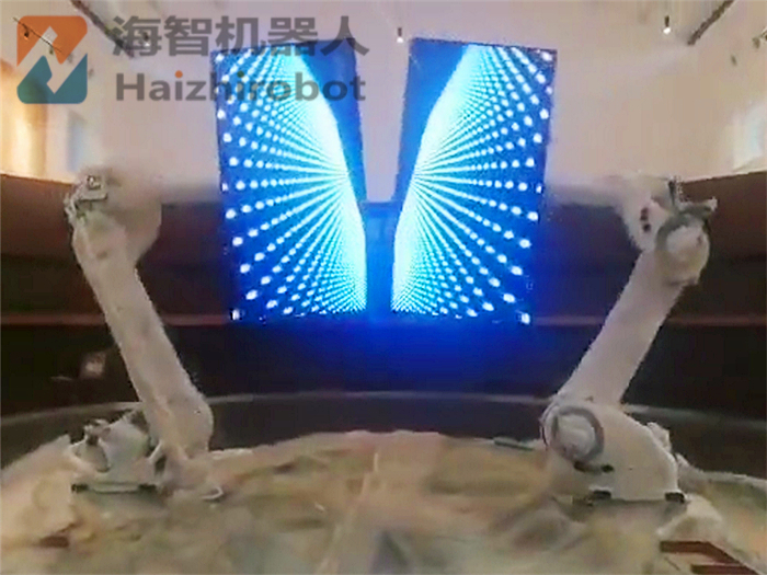 LED顯示屏工業(yè)機(jī)器人聯(lián)機(jī)協(xié)作合屏項(xiàng)目完工！